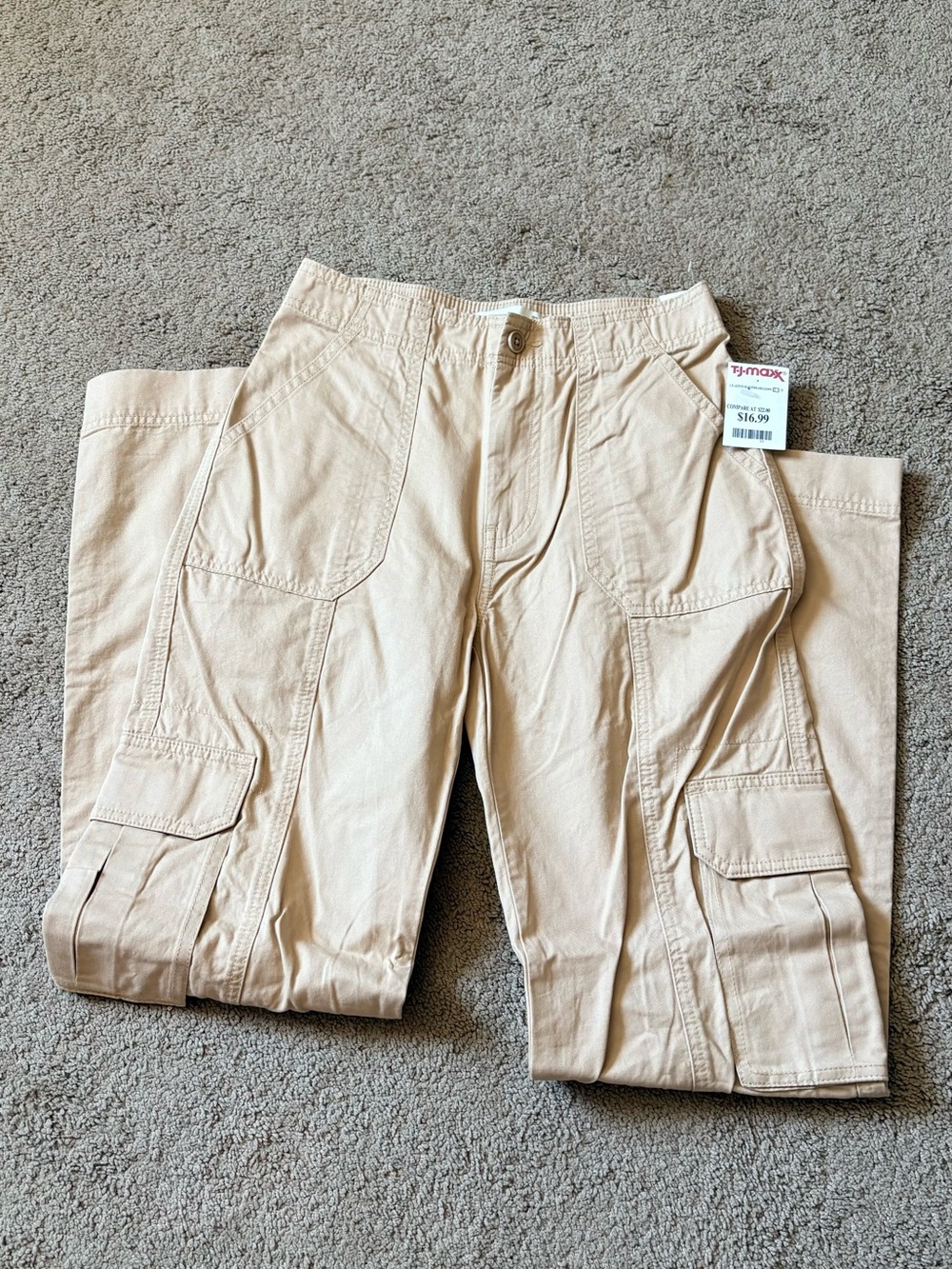 Abercrombie & Fitch Light Beige Cotton Pants with Utility Pockets